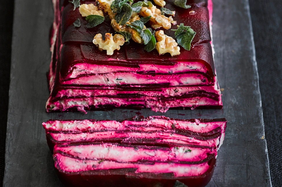 Beetroot and goat’s cheese terrine