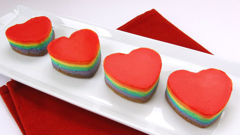 Rainbow Cheesecake Hearts
