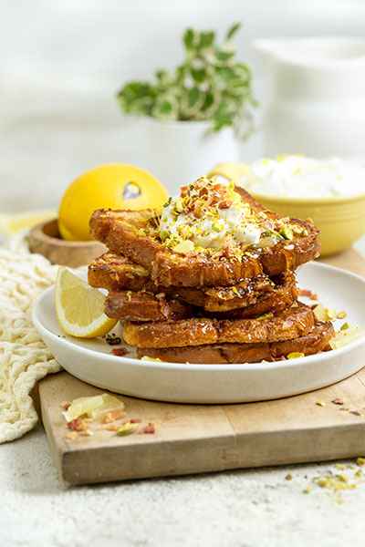French Toast with LemonGold® Labneh & Bacon Crumble
